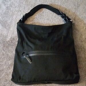 Hogan black fabric tote with braided handle